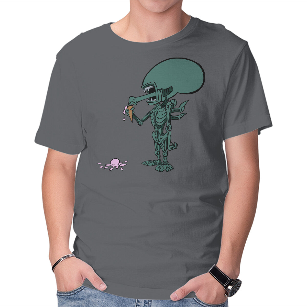 Unisex Crew Neck T-Shirt No One Can Hear Ice-Cream Graphic Short Sleeve Casual Tee L