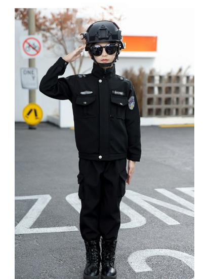 Dětská policejní uniforma - Zimní sametový kostým pro kluky a holky do školky