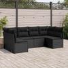 Vidaxl 6-Cz. Set di Mobili da Giardino con Cuscini, Polyrattan Nero