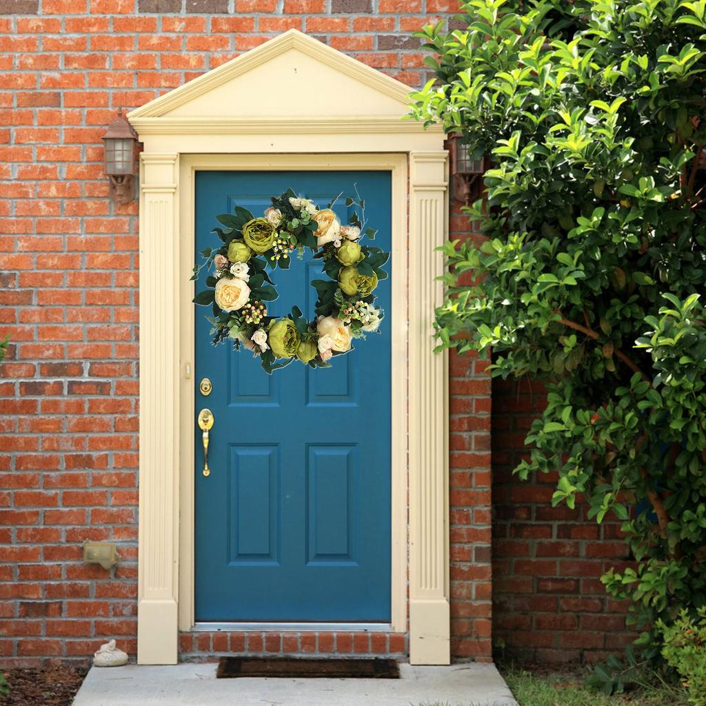 Front Door Wreath 16.5in Diameter Artificial Flowers Bright Colors Wall Floral Wreath for Decoration