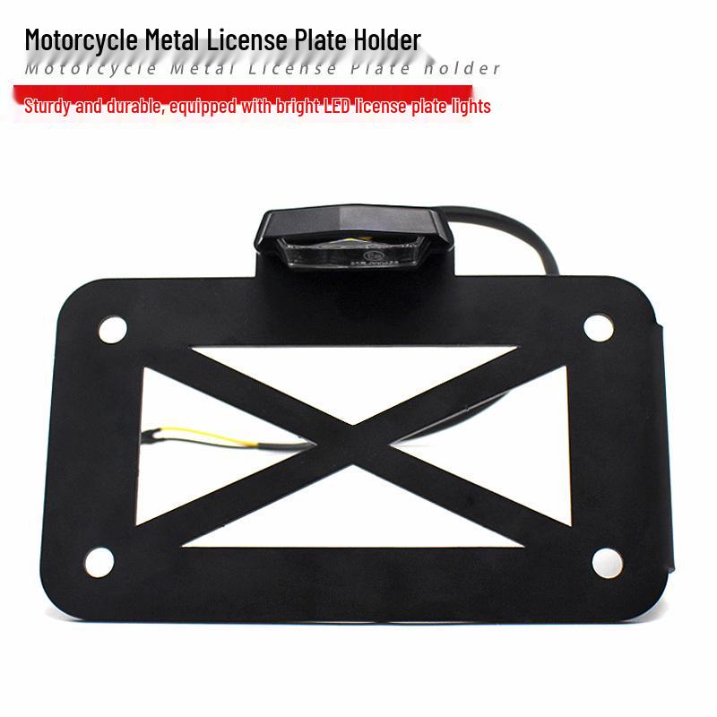 Retro American Cruiser Motorcycle Side License Plate Holder with Light Bracket