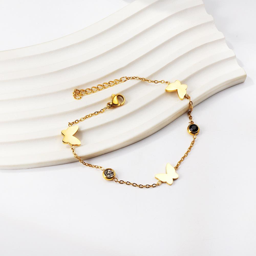 Minimalist Geometric Diamond Inlay Titanium Steel Bracelet Trendy Small Batch Design Jewelry