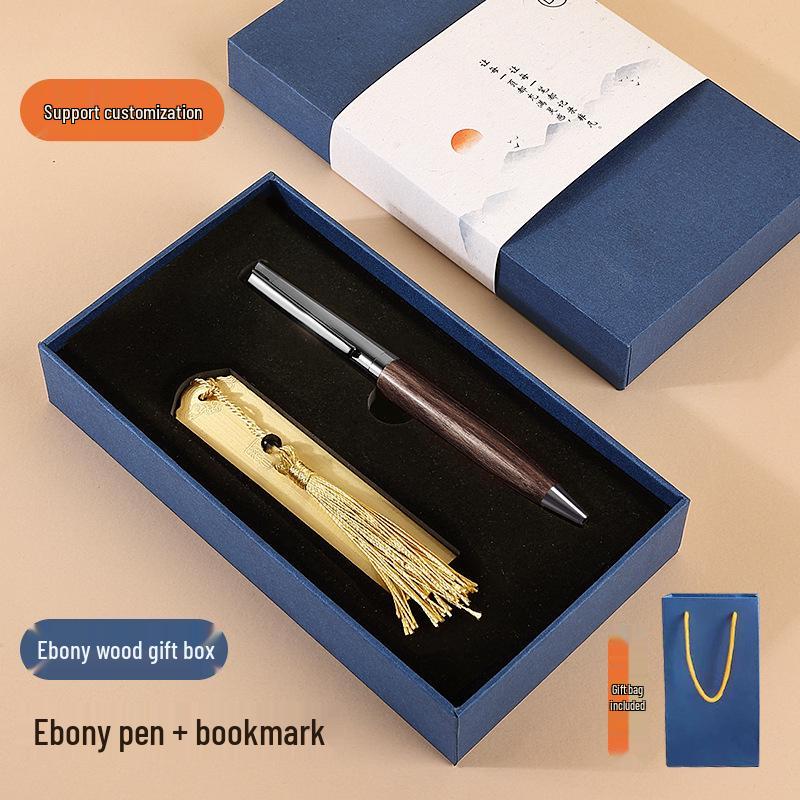 Luxury Ballpoint Pen Set with Metal and Wood, Imitation Leather Case, Custom Logo Option