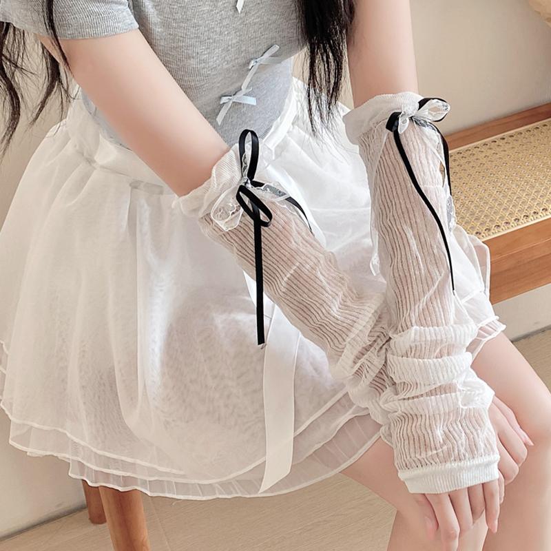 Bowknot Sleeves Bubble Socks Ballet Sleeves Thin Sweet Chic Lolita Calf Socks