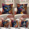 Prints Of The Strange Cats Cushion Cover Silky Elegant Comfort Sofa Bed Invisible Zipper Beach Pillowcase