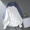 Women Spring Fall Shirt Stand Collar Loose Solid Color Long Lantern Sleeve Formal Business Style Single-breasted Cardigan Lady Commute Blouse