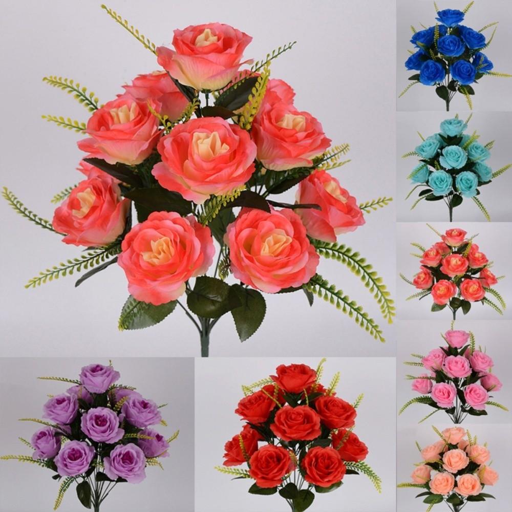 12 Köpfe Valentinstag Blumen Mini Natürliche Simulierte Rose Heimdekoration