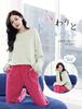 MiniZaru Loungewear Pajama Long Warm and for and Winter Size Women's Set, Sleeve, Cute, Skin-Friendly Spring, Autumn, (Green, XL)