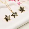 Vintage Retro Enamel Butterfly Stud Earrings & Necklace - French Court Style