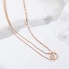 Vintage Stacked Circle Double-Layer Necklace Female Sweet Cool Wind Stacked Collar 18K Gold Titanium Steel Necklace