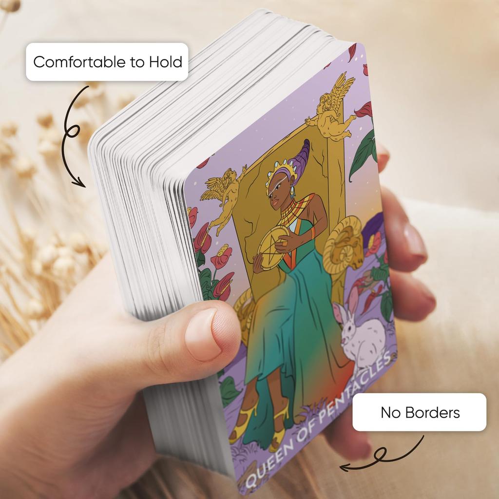 Wyspell Feminine Tarot Card Deck – Borderless – with Guidebook – Neoteric Beginner Tarot Deck