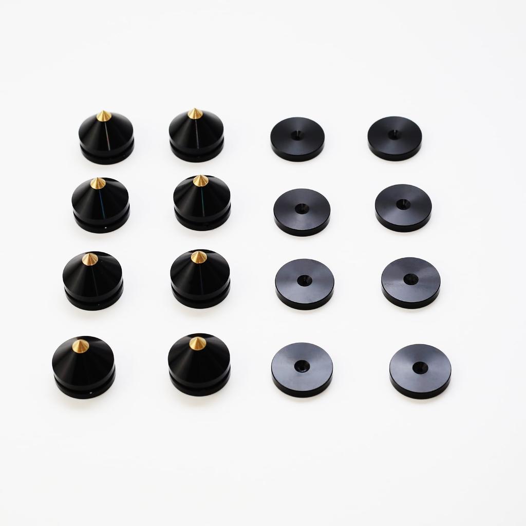 Speaker Spike Set of Brass Aluminum Metal Improves Sound Quality and Compatible with CD Kawaki High-End Insulators, 4, + Feet, Bass, Players/DACs