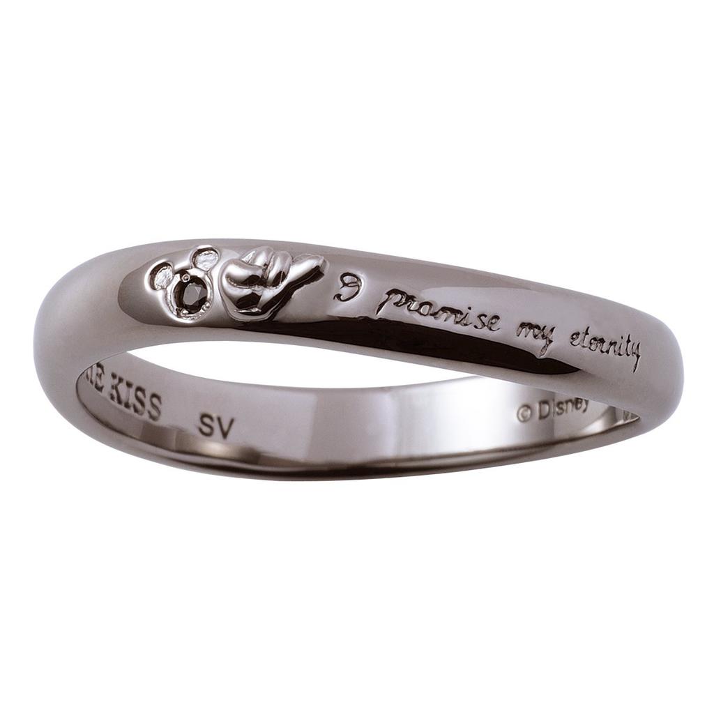 THE KISS Size 15 Diamond Message Ring DI-SR1805BKD [Disney Collection] Mickey/Black Men's