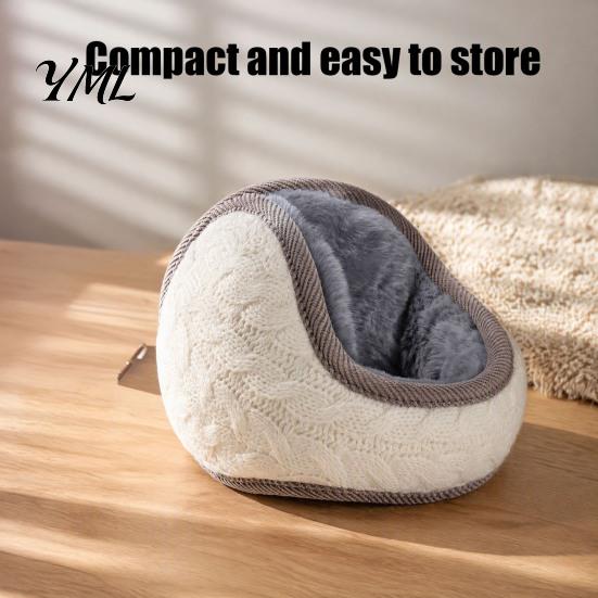 Adjustable Fuzzy Earmuffs Winter Ear Muffs for Women Men, Foldable with Thickened Cozy Protectors Plush Lining, Soft Knit Thermal Warmers Outdoor