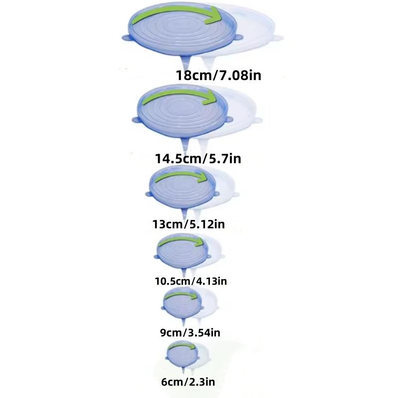 6pcs Reusable Silicone Stretch Lids For Food Bowls - Multifunctional Fruit And Vegetable Fresh-Keeping Cover
