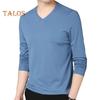 Uomo Autunno Primavera Top Scollo a V Maniche Lunghe Colore Puro Slim Fit Sottile Pullover T-shirt Abbigliamento Quotidiano Sportivo Abbigliamento da Casa