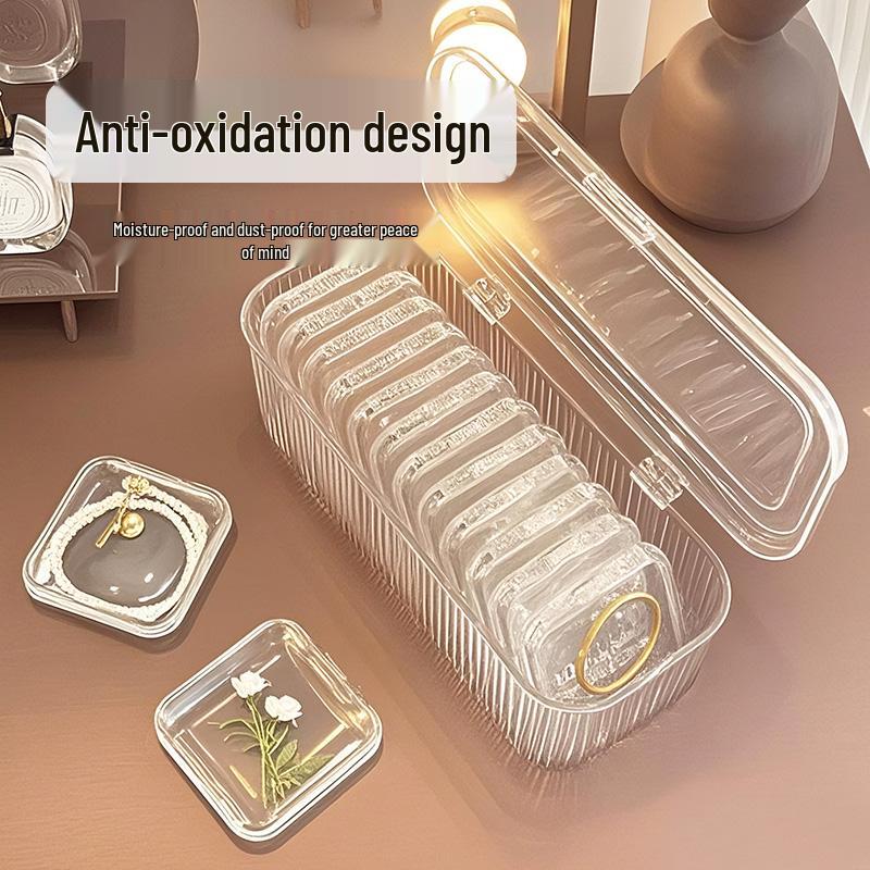 Portable Scratch-Resistant Striped Jewelry Box: Transparent, Sealed, Anti-Oxidation Storage for Wenwan Hand String & Necklace