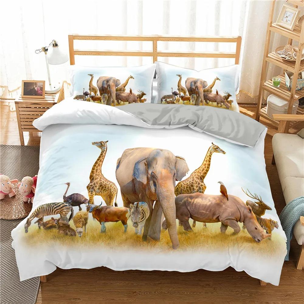Phechion Elephant 3D Print Bedding Set Duvet Covers Pillowcases One Piece Comforter Bedding Sets Bedclothes Bed Linen K221