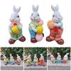 Easters Rabbit Sculpture Colorful Bunnies with Eggs Resins Figurine Statue Ornament for Home and Garden Decoration Gift