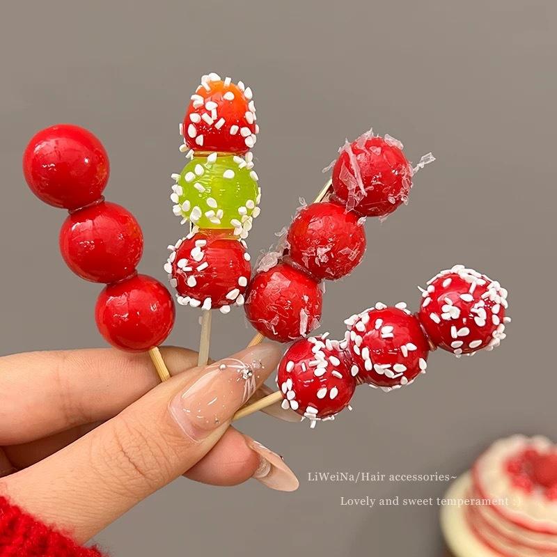 Sevimli Toka Yaratıcı Simülasyon Yiyecek Tokası Saç Aksesuarları Alıç Şekerlenmiş Alıç Yan Toka Komik Meyve Başlığı Kadınlar İçin