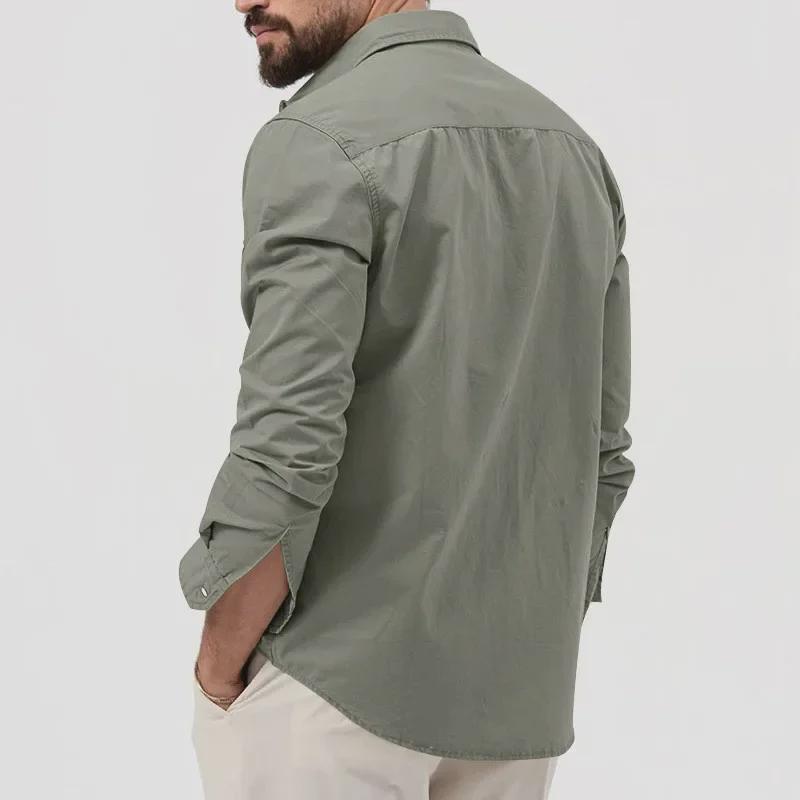 2024 New European & American Men's Multi-Pocket Casual Long-Sleeved Shirts