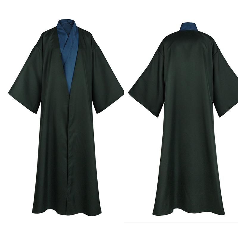 Costume de Cosplay du Film Lord Voldemort Adulte Masque Baguette Halloween Cape Vert Foncé Robe de Fête Cape Tenue Uniforme Scolaire Pour Hommes