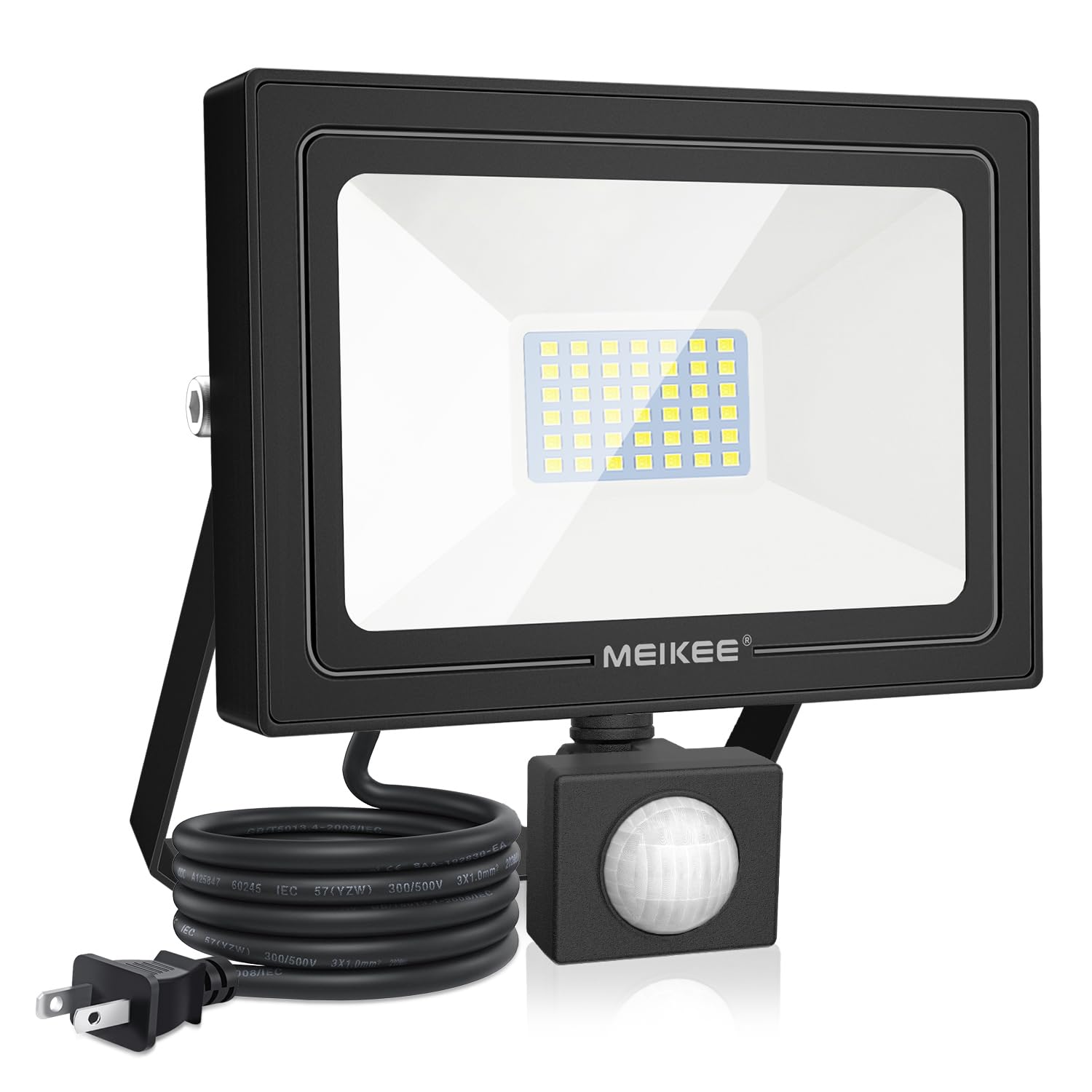

MEIKEE Simple Motion Sensor Light, LED, Security Light, 30W, 100V, 3000 Lumens, Bright, Energy-Saving, 6500K White, IP66 Waterproof, IndoorOutdoor