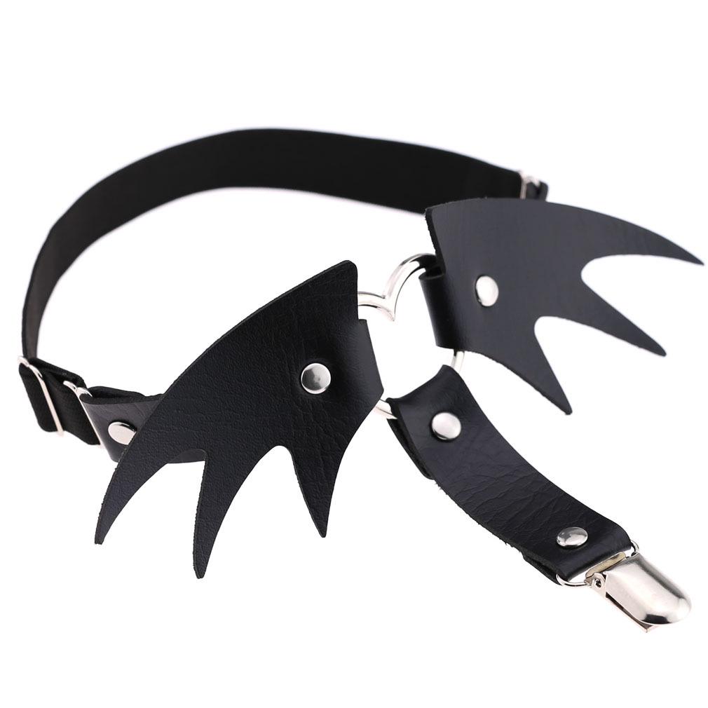 Punk Heart Leather Garter Belt with Wings - Street Style Nightclub Halloween Leg Jewelry Clip