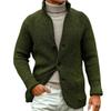 Men's Solid-color Suit Collar Knitted Cardigan Outerwear Casual Sweater