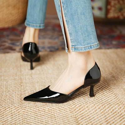 New Nude Patent Leather Pointed Toe Stiletto Heels, Women's Sizes 35-43