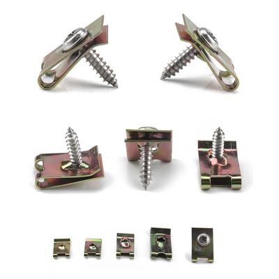 200Pcs Body Bolts Screws Metal - Universal U-Nuts Kit Engine Splash Cover Body Bolt Mudguard Fixer Bumpers Fastening Nut