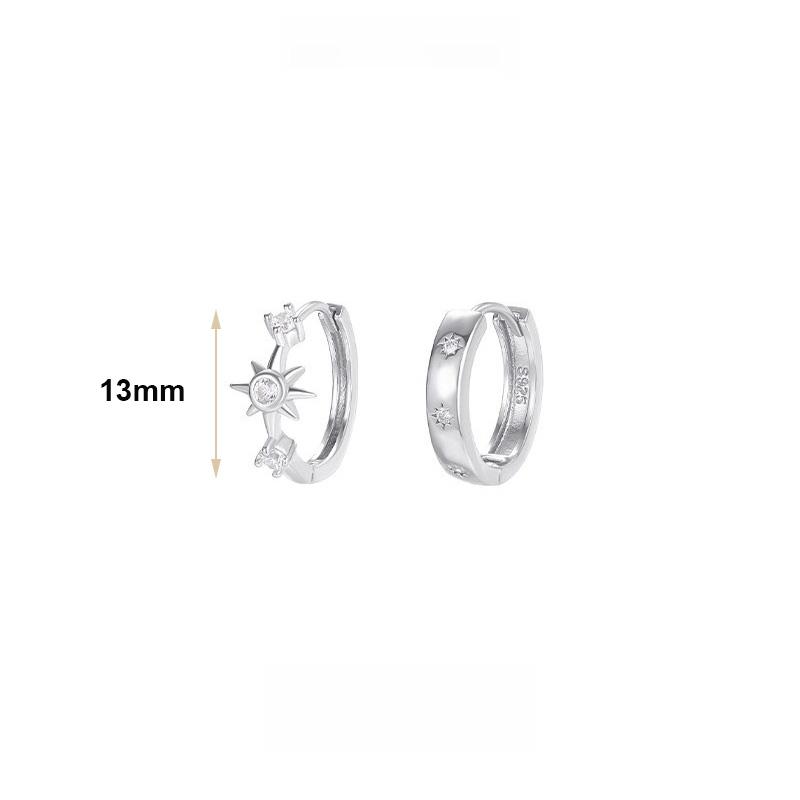 Real 925 Silver Zircon Star Hoop Earrings For Women Party Classic Fine Jewelry Small Niche Minimalist Accessories