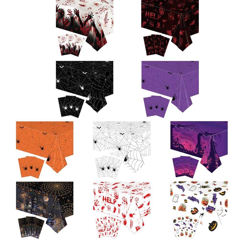 New Plastic Halloween Tablecloth Bronzing Table Decoration Disposable Tablecloths Pumpkin Ghost Table Cover Halloween