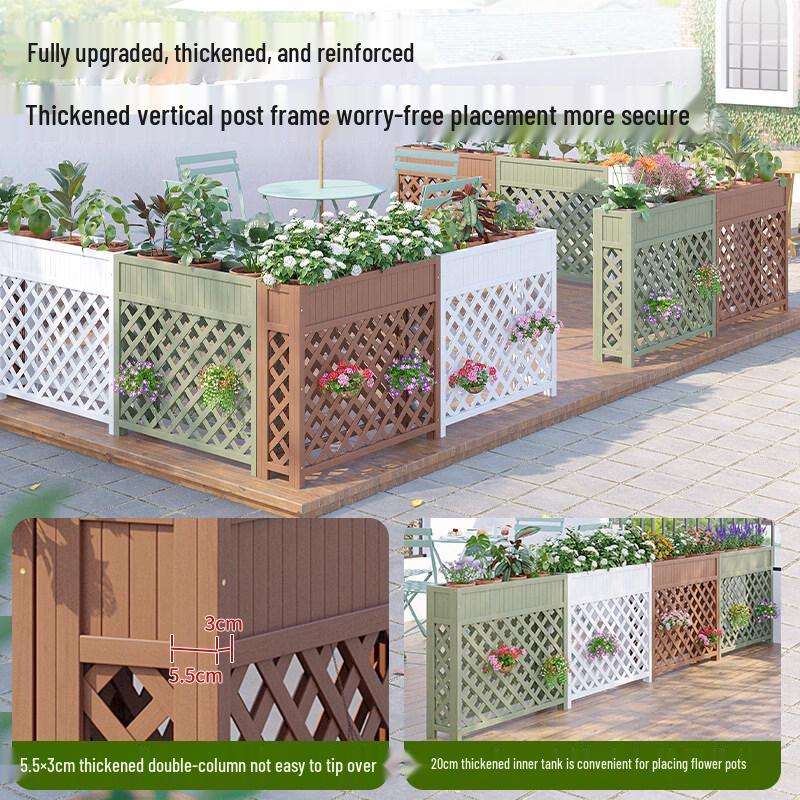 Outdoor Wooden Partition Planter Fence