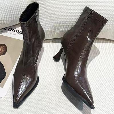 Luksus Dame Ankelstøvletter Høye Hæler Spiss Tå Motesko Sexy Elegante Dame Pumps 2025 Vinter Designer Botas Para Mujer
