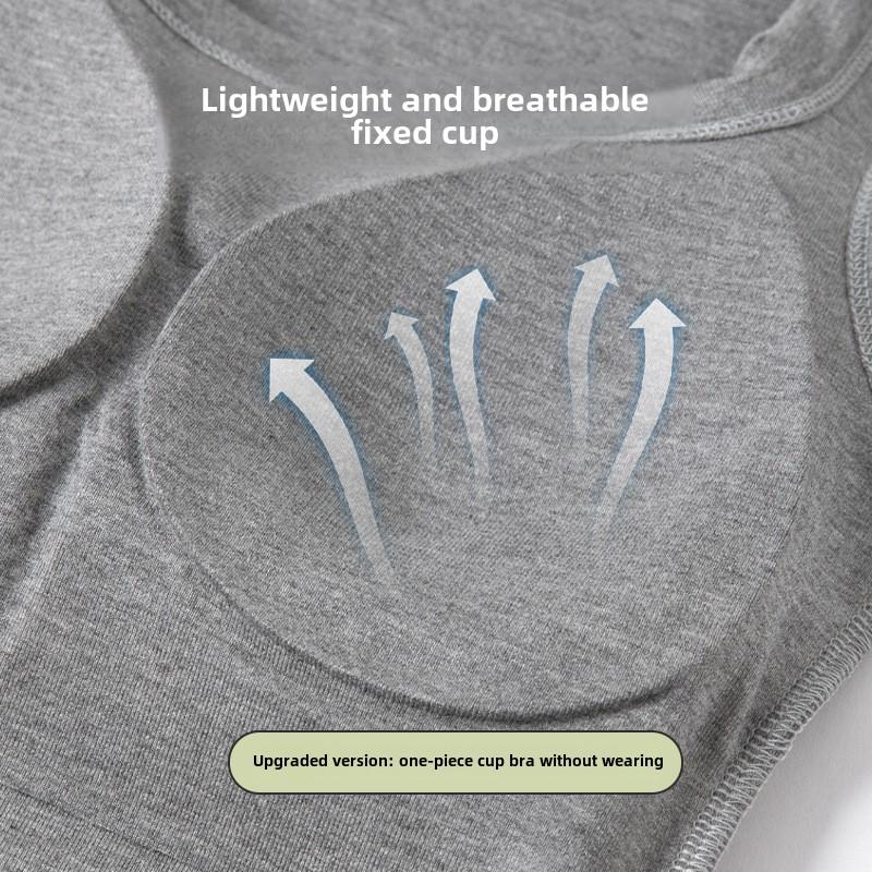Wide Shoulder Strap Women's Vest with Chest Pad Summer All-match I-shaped Vest Slim Fit Base Top O