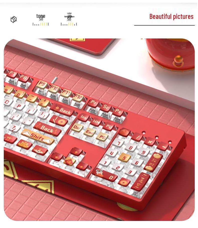 Sakura Esports 104-Key Wired Mechanical Keyboard for Girls - PBT Translucent Design, Universal for Office Use