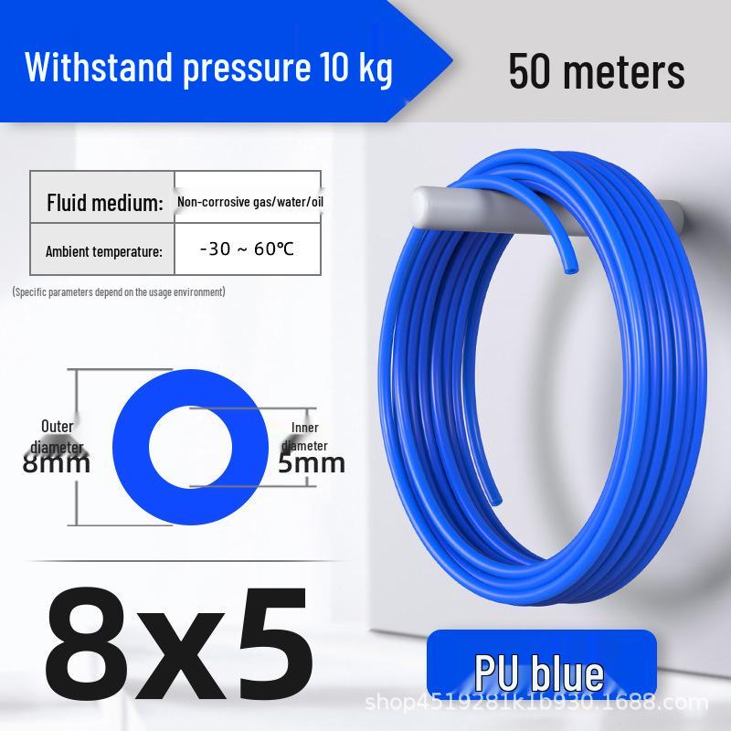 Zhuo Ji 8mm High-Pressure Transparent PU Air Hose for Air Compressors (Sizes: 4/6/10/12/14/16)
