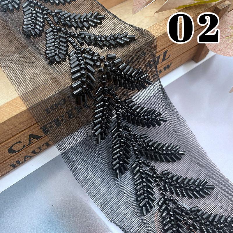 20yards Wheatear Leaf Beaded Lace Trim Embroidery Beading Ribbon Applique Trimming Tape DIY Sewing Clothing Accessories