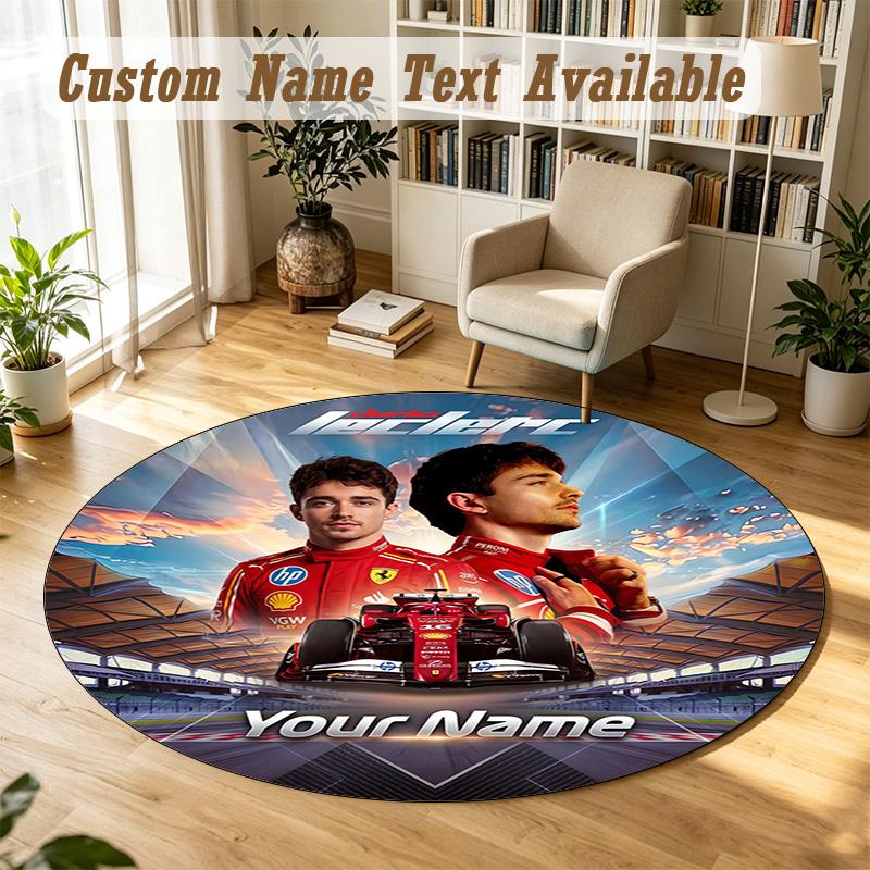 Round Rug Custom NameCharles Leclerc Pattern Non Slip Carpet Home Floor Decor
