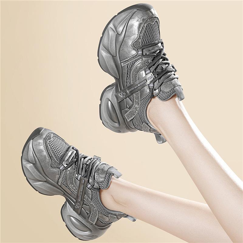 Silver Dad Shoes Women's Comfortable Casual Versatile Explosive Sports Shoes Small Height Increase Thick Sole Cm Fashion Women's Shoes