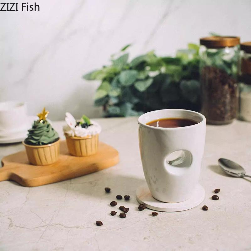 White Ceramic Mug Solid Color Ceramic Coffee Cup Household Items Dining Table Milk Cup Office Afternoon Tea Cups Juice Container