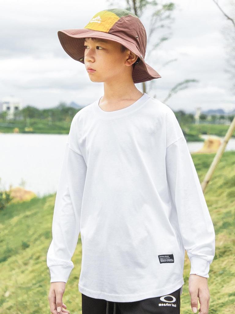 MT Kinder Trendiges Baumwoll-Langarm-T-Shirt mit geschwungenem Saum - 2025 Herbst Eltern-Kind-Kollektion