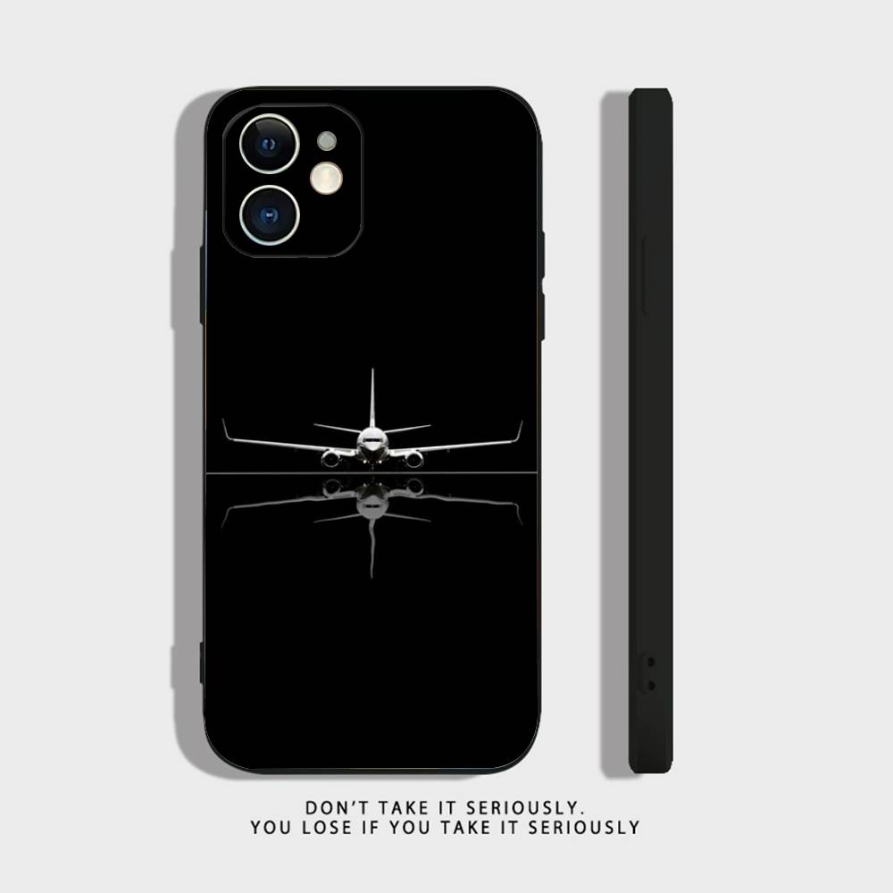 Premium Airplane Pattern Phone Case For iPhone 16,15,14,13,12,11,Pro,X,XS,Max,XR,Plus,Mini Soft Silicone Black Shockproof TPU