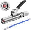 Double-Handle Stainless Steel High-Pressure Grease Gun Nozzle with Explosion-Proof Hose and Flat Oil Injection