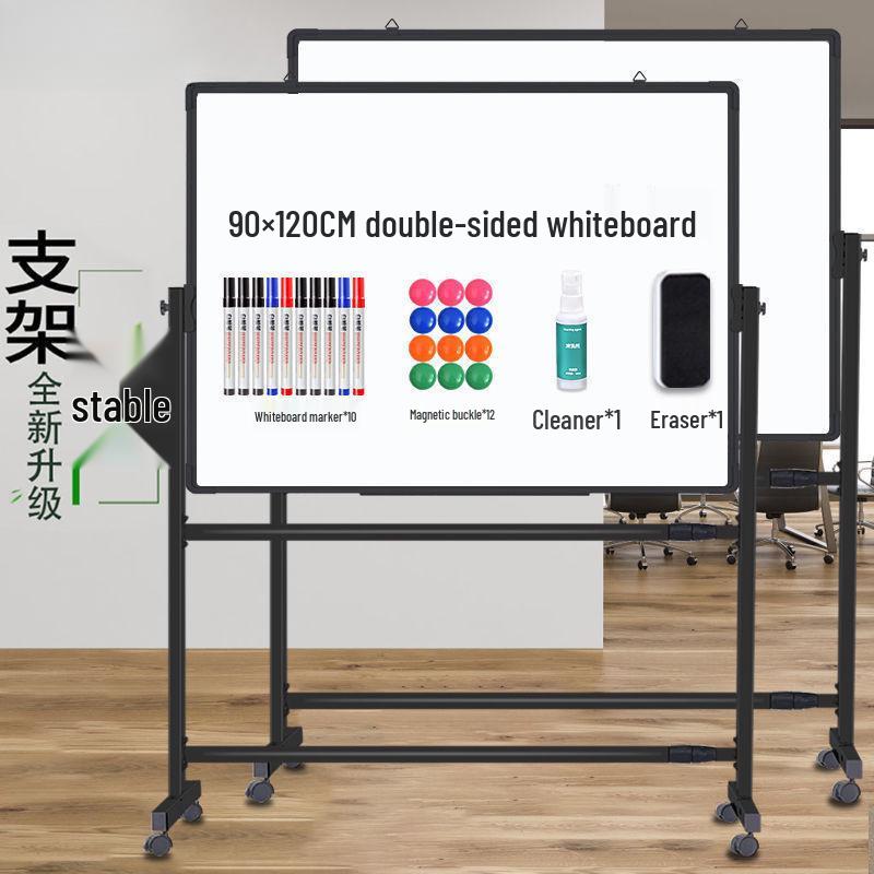Double-Sided Movable Whiteboard & Blackout Board Easel Stand for Home & Office Teaching