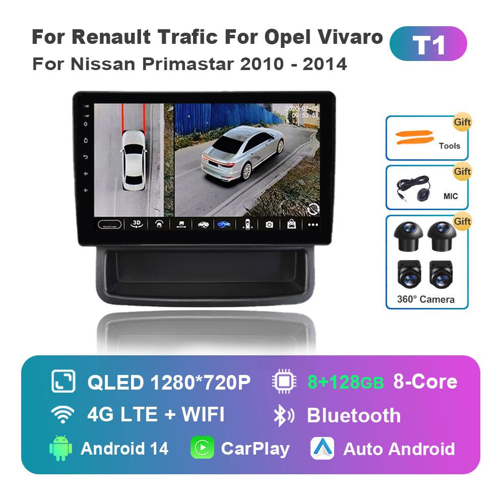 Car Radio Multimedia Player Android 14 for Renault Trafic For Opel Vivaro For Nissan Primastar 2010 - 2014 4G BT Split Screen