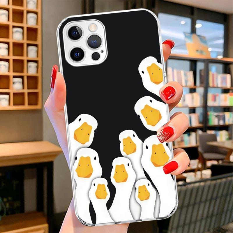 Cartoon Duck Goose Game Cover Phone Case For iPhone 16 17 Air 15 14 Pro Max 16E Phone Case 13 Mini 12 11 7 SE 8 Print Pattern Fi