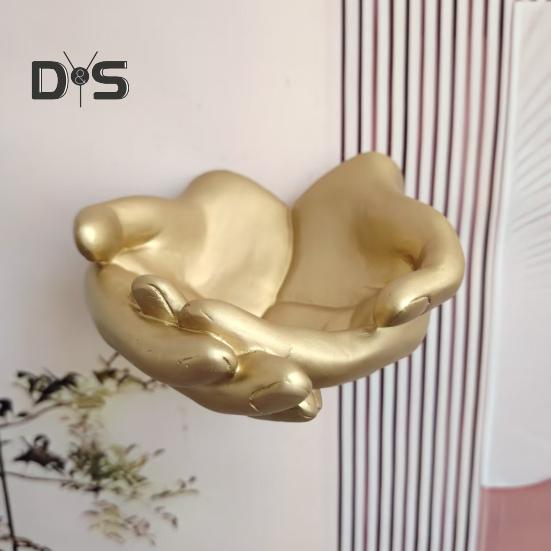 Piatto Portagioie Scultura Palma Arte da Parete Statua Mano Vassoio Portaoggetti Scultura Mano Dorata in Resina per Arredamento Ingresso Casa Soggiorno