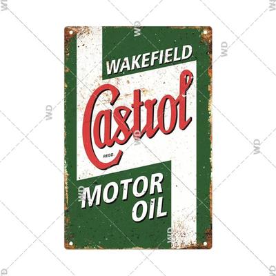 Castrol Motor Oil Tin Sign - Perfect for Vintage Garage Decor - Gas Station Style Wall Plate